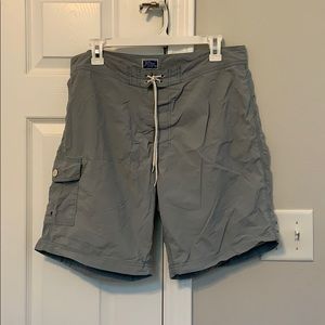 Men’s J.Crew grey/blue swim trunks size 34